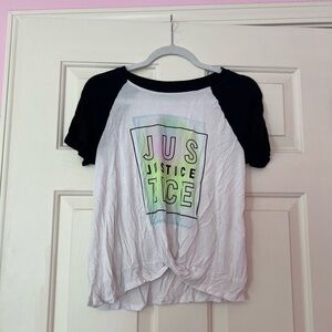 Justice Girls Black and White Graphic Tee